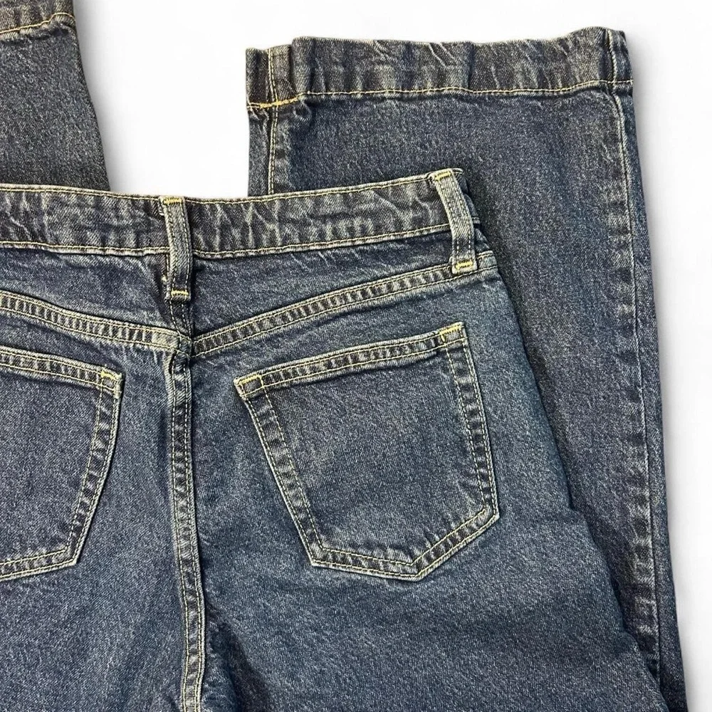 GAP Girls’ Wide-Leg Denim Jeans – Size 12 | Dark Wash | Adjustable Waist